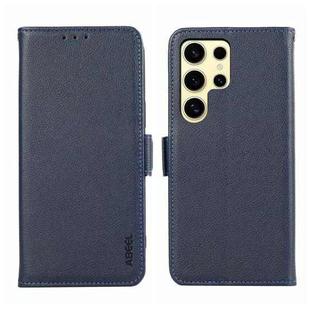 For Samsung Galaxy S24 Ultra 5G ABEEL Side-Magnetic Litchi Pattern Leather RFID Phone Case(Blue)