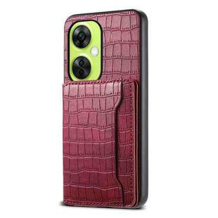 For OnePlus Nord CE 3 Lite Crocodile Texture Card Bag Design Full Coverage Phone Case(Red)