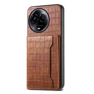 For Realme 11 5G Crocodile Texture Card Bag Design Full Coverage Phone Case(Brown)