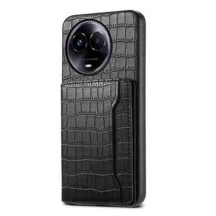 For Realme 11 5G Crocodile Texture Card Bag Design Full Coverage Phone Case(Black)