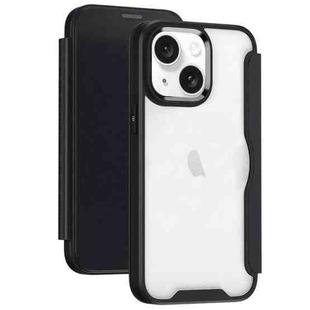 For iPhone 15 Plus RFID Blocking Adsorption Flip Leather Phone Case(Black)