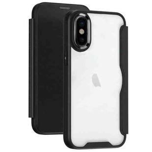 For iPhone X / XS RFID Blocking Adsorption Flip Leather Phone Case(Black)