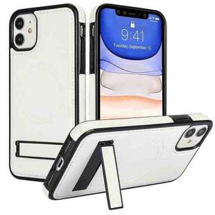 For iPhone 11 Retro Leather Invisible Stand MagSafe Phone Case(White)