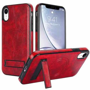 For iPhone XR Retro Leather Invisible Stand MagSafe Phone Case(Red)