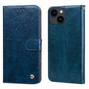 Oil Wax Texture Shockproof Flip Leather Phone Case For iPhone 15 Plus(Blue)