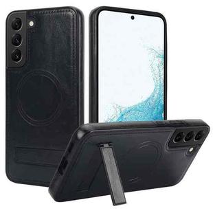 For Samsung Galaxy S22+ 5G Retro Leather Invisible Stand MagSafe Phone Case(Black)