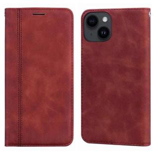 For iPhone 15 Frosted Business Magnetic Horizontal Flip PU Phone Case(Brown)