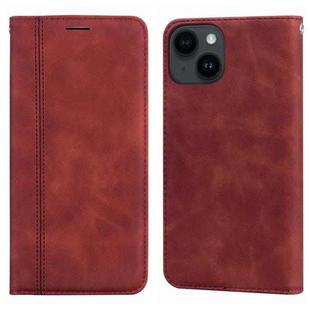 For iPhone 15 Plus Frosted Business Magnetic Horizontal Flip PU Phone Case(Brown)
