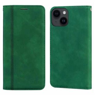 For iPhone 15 Plus Frosted Business Magnetic Horizontal Flip PU Phone Case(Green)