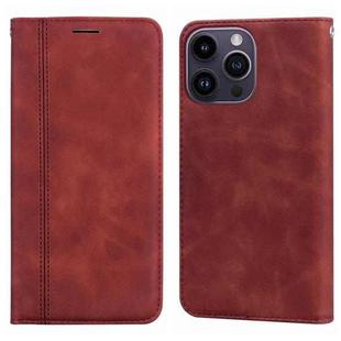 For iPhone 15 Pro Frosted Business Magnetic Horizontal Flip PU Phone Case(Brown)