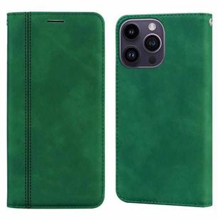 For iPhone 15 Pro Frosted Business Magnetic Horizontal Flip PU Phone Case(Green)