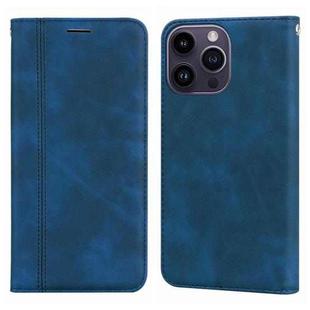 For iPhone 15 Pro Max Frosted Business Magnetic Horizontal Flip PU Phone Case(Blue)