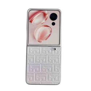 For Honor Magic V Flip Pearlescent Paint Gradient Geometric Leather Phone Case(Silver)