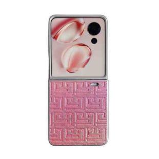 For Honor Magic V Flip Pearlescent Paint Gradient Geometric Leather Phone Case(Pink)