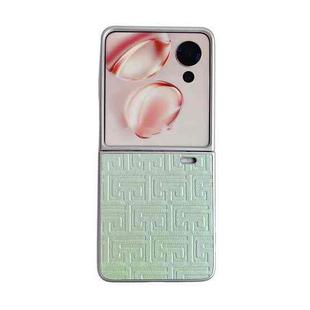 For Honor Magic V Flip Pearlescent Paint Gradient Geometric Leather Phone Case(Green)