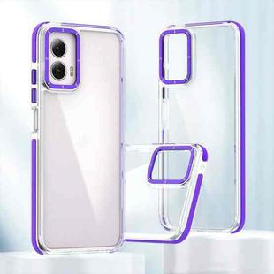 For Motorola Moto G Power 2024 Dual-Color Clear Acrylic Hybrid TPU Phone Case(Purple)