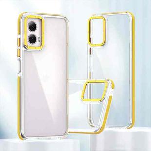 For Motorola Moto G Power 2024 Dual-Color Clear Acrylic Hybrid TPU Phone Case(Yellow)