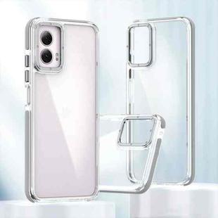 For Motorola Moto G Power 2024 Dual-Color Clear Acrylic Hybrid TPU Phone Case(Grey)