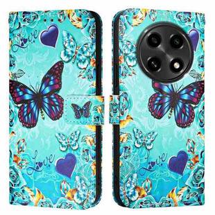 For OPPO A2 Pro 5G / A3 Pro 5G Colored Drawing Pattern Plain Weave Leather Phone Case(Caring Butterfly)