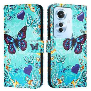 For OPPO F25 Pro 5G India Colored Drawing Pattern Plain Weave Leather Phone Case(Caring Butterfly)