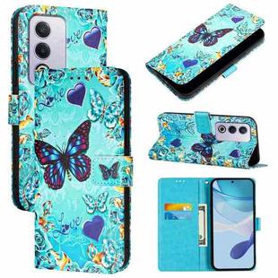 For OPPO A3 Pro 5G Global Colored Drawing Pattern Plain Weave Leather Phone Case(Caring Butterfly)