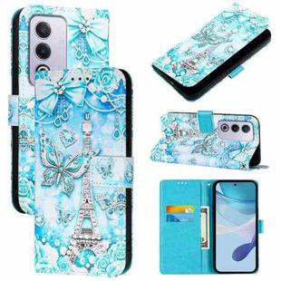 For OPPO A3 Pro 5G Global Colored Drawing Pattern Plain Weave Leather Phone Case(Tower Butterfly)