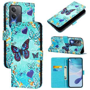 For OPPO A80 5G EU Version Colored Drawing Pattern Plain Weave Leather Phone Case(Caring Butterfly)