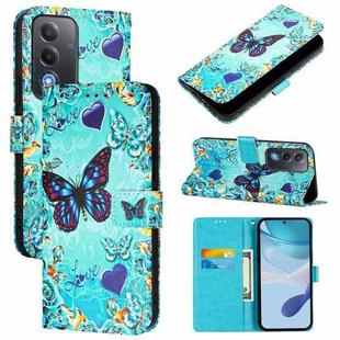 For OPPO A5 5G Global Colored Drawing Pattern Plain Weave Leather Phone Case(Caring Butterfly)