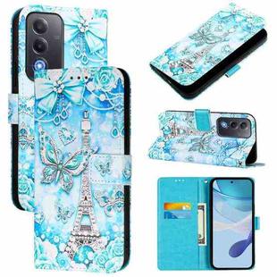 For OPPO A5 5G Global Colored Drawing Pattern Plain Weave Leather Phone Case(Tower Butterfly)