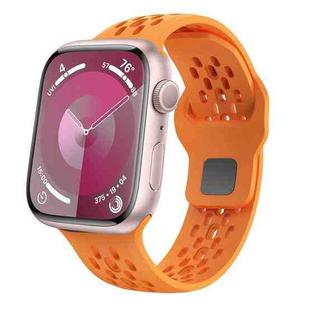 For Apple Watch Series 8 45mm Oval Holes Fluororubber Watch Band(Orange)