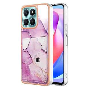 For Honor X6a Marble Pattern IMD Card Slot Phone Case(Pink Purple Gold)