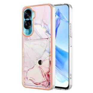 For Honor 90 Lite 5G Marble Pattern IMD Card Slot Phone Case(Rose Gold)