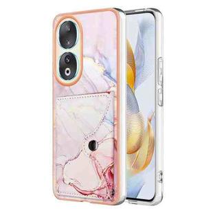 For Honor 90 5G Marble Pattern IMD Card Slot Phone Case(Rose Gold)