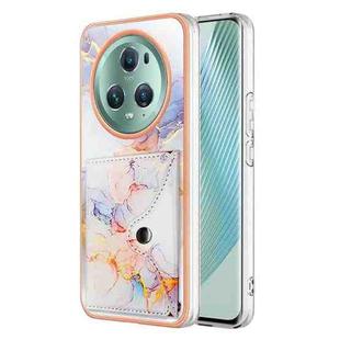 For Honor Magic5 Pro Marble Pattern IMD Card Slot Phone Case(Galaxy Marble White)