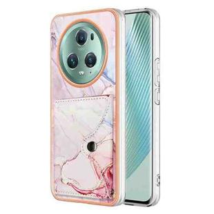 For Honor Magic5 Pro Marble Pattern IMD Card Slot Phone Case(Rose Gold)