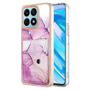 For Honor X8a Marble Pattern IMD Card Slot Phone Case(Pink Purple Gold)