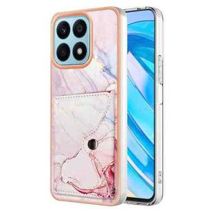 For Honor X8a Marble Pattern IMD Card Slot Phone Case(Rose Gold)