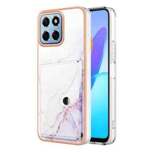For Honor X8 5G / X6 4G Marble Pattern IMD Card Slot Phone Case(White Purple)