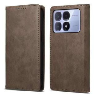 For Redmi K70 Ultra Business Solid Color Magnetic RFID Leather Phone Case(Brown)