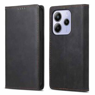 For Redmi Note 14 4G 164.84mm Business Solid Color Magnetic RFID Leather Phone Case(Black)