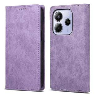 For Redmi Note 14 4G 164.84mm Business Solid Color Magnetic RFID Leather Phone Case(Purple)