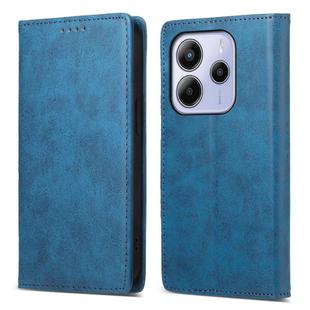 For Redmi Note 14 4G 164.84mm Business Solid Color Magnetic RFID Leather Phone Case(Blue)