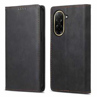 For Redmi A5 4G 171.7mm / Xiaomi Poco C71 Business Solid Color Magnetic RFID Leather Phone Case(Black)