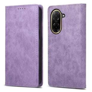 For Redmi A5 4G 171.7mm / Xiaomi Poco C71 Business Solid Color Magnetic RFID Leather Phone Case(Purple)
