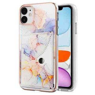 For iPhone 11 Marble Pattern IMD Card Slot Phone Case(Galaxy Marble White)