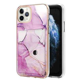 For iPhone 11 Pro Max Marble Pattern IMD Card Slot Phone Case(Pink Purple Gold)