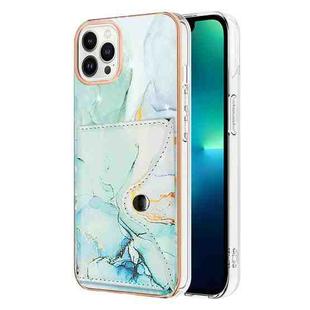 For iPhone 13 Pro Marble Pattern IMD Card Slot Phone Case(Green)