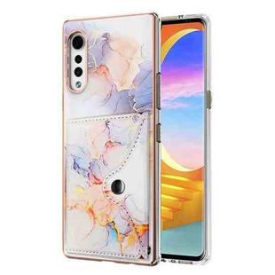 For LG Velvet 5G / 4G Marble Pattern IMD Card Slot Phone Case(Galaxy Marble White)