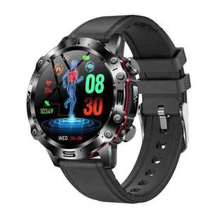 ET482 1.43 inch AMOLED Screen Sports Smart Watch Support Bluethooth Call /  ECG Function(Black Leather Band)