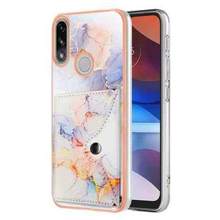 For Motorola Moto E7 Power / E7i Power Marble Pattern IMD Card Slot Phone Case(Galaxy Marble White)